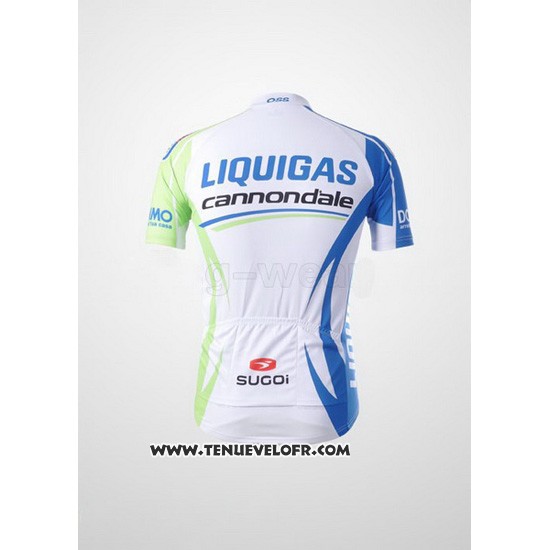 2011 Maillot Ciclismo Liquigas Cannondale Blanc et Vert Manches Courtes et Cuissard